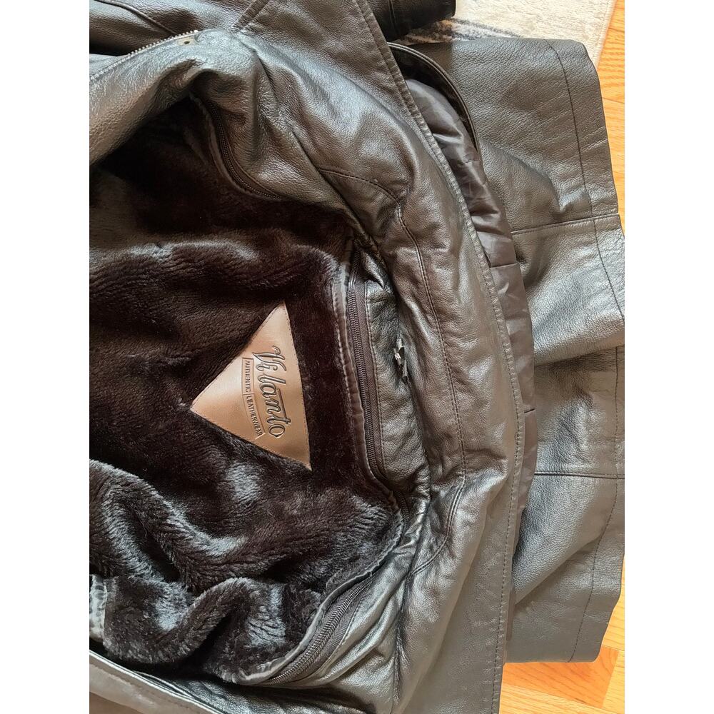 Vilanto Men's Black Leather Hooded Coat Size 3XL Zipper is not working - Picture 14 of 14